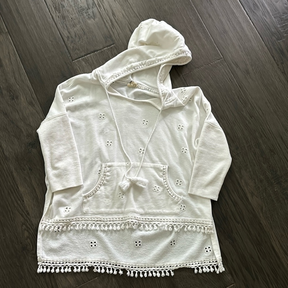 Anthropologie Eyelet Hooded Pullover